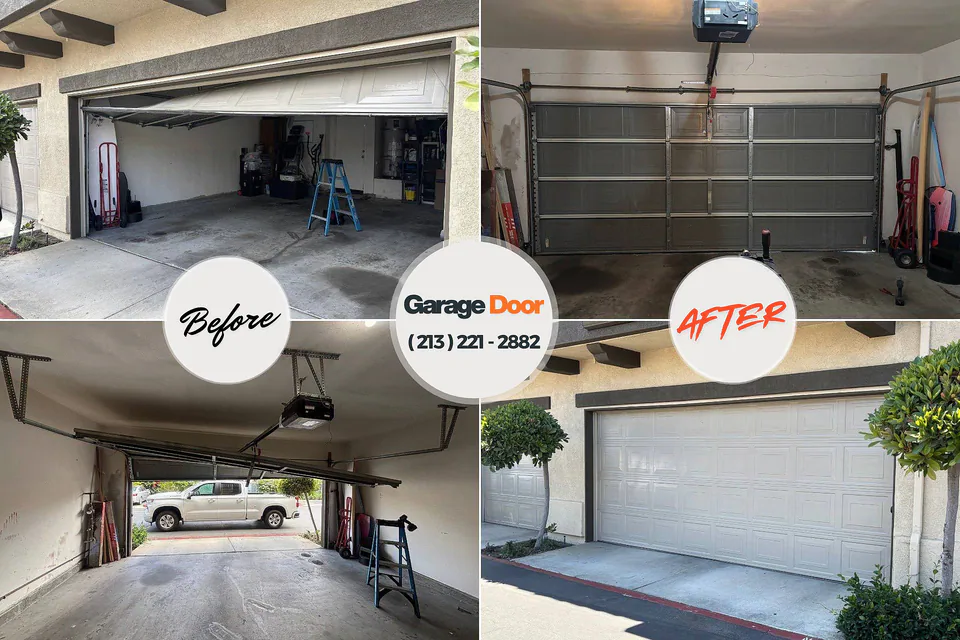 Before and after: garage door repair Southport, CT